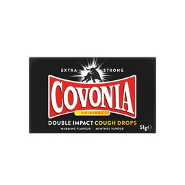 Covonia Double Impact Cough Drops Original Flavour , Powerful Menthol Vapours , Suitable for Vegetarians , Alcohol Free Cough Drops , 51g