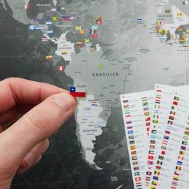 LANA KK Sticker Flags of the World – 3 x DIN A4 Sheets with 200 Different Country Flags in 14 x 9 mm Each Sticker for World Map Travel Diary