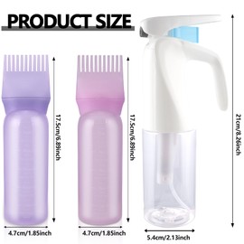 Xiuouix,2Pcs Root Comb Applicator Bottles with Graduated Hair Oiler & 1Pcs Continuous Mist Spray Bottle - Scalp Care, Hair Dye, Styling & Cleaning | Precision Oil Comb & Fine Mister Sprayer