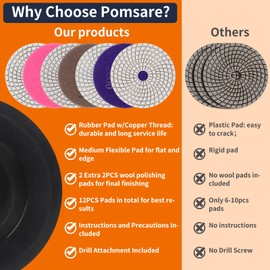 14 Pieces Diamond Wet Polishing Discs with M14 Rubber Support Plate Wool Felt, 100 mm Marble Polishing Set Sanding Pads for Granite Concrete Tiles Stone Grinding 50-8000 Sanding Disc for Angle