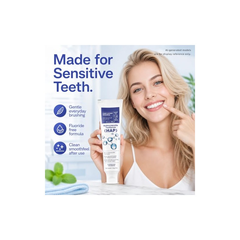 Nano Hydroxyapatite Toothpaste, 7.5%, Fluoride-Free, 2 Pack | Fresh mint