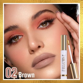 IATMOMOD Brownish Red Liquid Matte Lip Liner Stain Peel Off with Tweezer, Long Lasting, Waterproof New Gold Matte Lipstick Lip Gloss Tattoo for Women, Smudge-proof Non-Stick Cup Lip Tint Makeup 02#