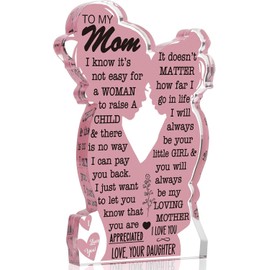 Mom Gifts from Daughter Gift Idea for Mom, Mom Day Gift Cool Mother Day Plaque Gifts from Daughter Best Mom Ever Gifts New Mom Single Mom Christmas 2025 Acrylic Plaque Sign 12.7 * 7.6CM