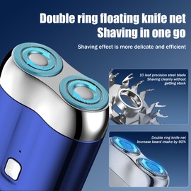 Mini Electric Shaver, Portable Dual-Head Electric Shaver for Men, Waterproof USB Electric Mini Razor, Travel Pocket Electric Shaver (Blue)