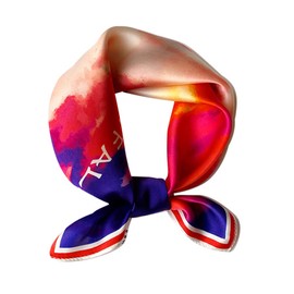 FEIBOON - Bufanda de seda de morera, 53 x 53 cm, bufanda cuadrada pequeña, para mujer, paquete de regalo, Rojo + azul, 21in