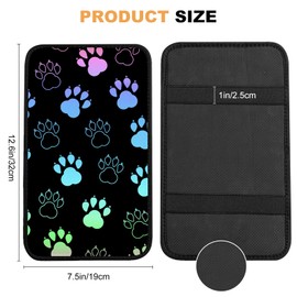 Auto Center Console Cover, Car Armrest Box Pad,Black Dog Paw Print Soft Waterproof Auto Armrest Seat Box Cover Protector for Most Vehicle SUV Truck Car