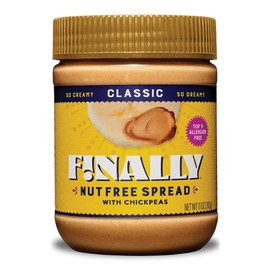 Classic Finally Nut Free Spread - Peanut Butter Alternative Without Nuts - Vegan, Top-9 Allergen-Free, Gluten-free, Dairy-Free, Soy-Free, Kosher - Made with USA-Grown Chickpeas - 11oz Jar