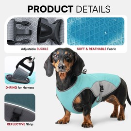 Preferhouse Dog Cooling Vest for Medium Dogs, Dog Cooling Jacket with Mesh and D Ring, Pet Reflective Stripe Jacket for Summer, Blue-M