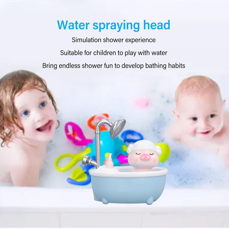 Electric Baby Bath Toy Piggy Shaped Water Spraying Head Endless