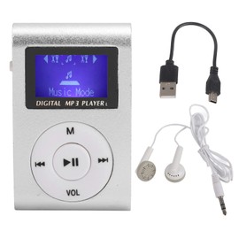 Mini Mp3 Music Player ,Portable Kids Mp3 Player Sports Backclip Lcd Screen Mp3 Support Memory Card For Running Sports (Silver)