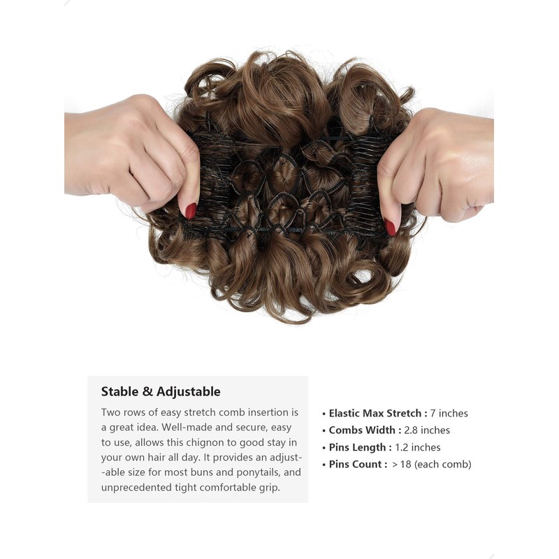 Yamel Chignon Hairpiece Curly Bun Scrunchie Extensions Synthetic Updo Combs