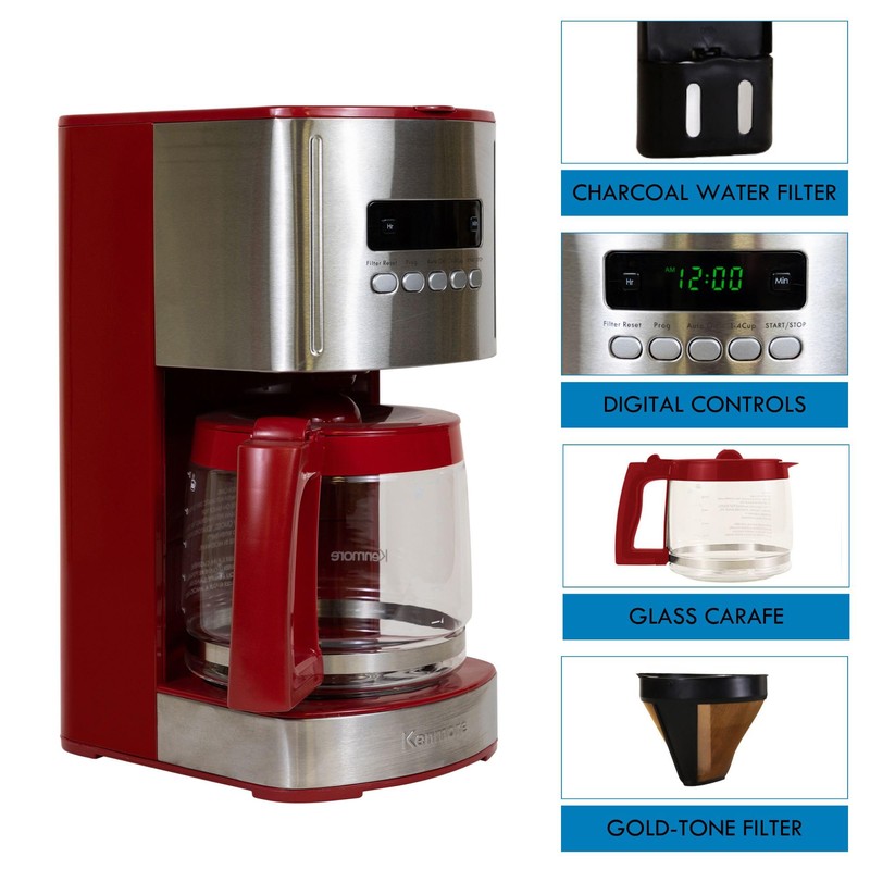 Kenmore Drip Coffee Maker - 12 Cup Programmable Cafe Machine