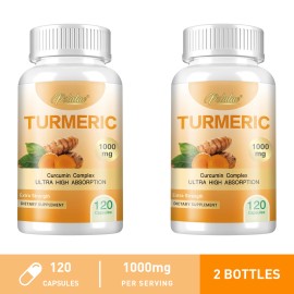 pslalae Turmeric 1000mg - High Absorption, Healthy Joint Supplement, For Inflammation - Two bottle-More favorable