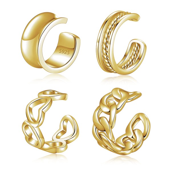 Ear Cuffs 18k Gold Plated 925 Sterling Silver Fake Ear