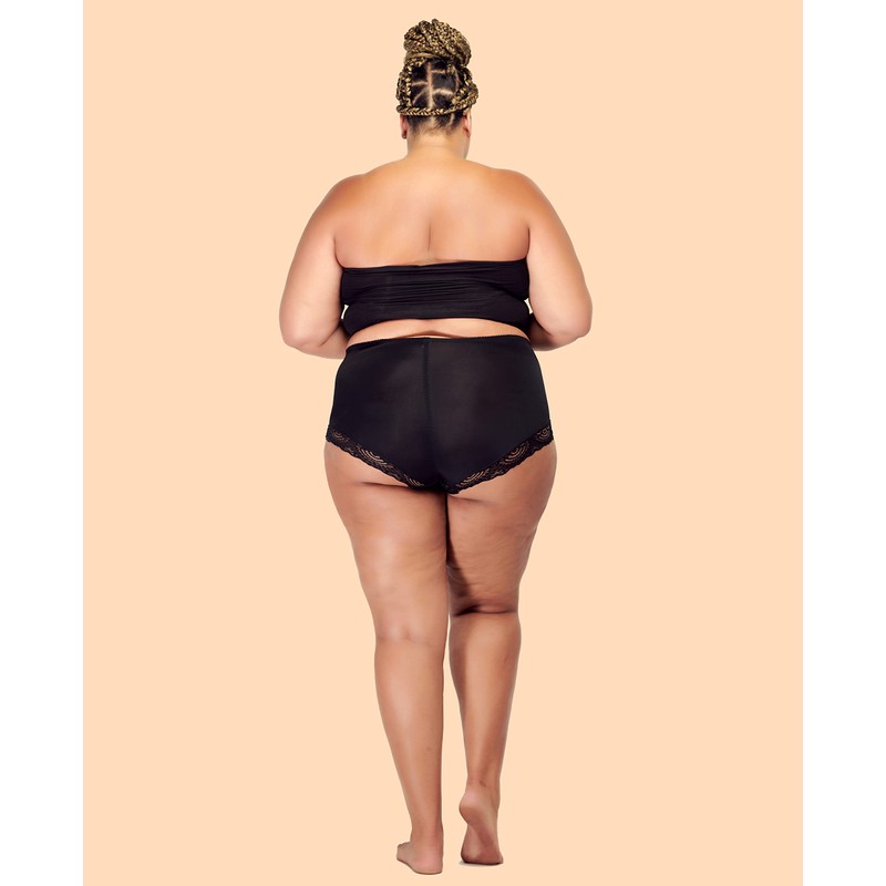 Barbra's High Waist Leg Elegant Lace Trim Panties, Assorted Color(