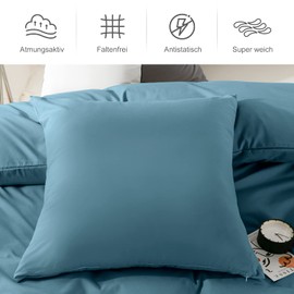 REDKEY Cushion Cover 50 x 70 cm, Set of 2 Pillowcases with Zip, Brushed Microfibre Cushion Cover for Cushions, Washable up to 40 °C, Aqua Blue