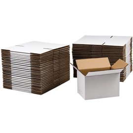 SUNLPH 50 Pack 6x4x4 Inches Shipping Boxes, Small Corrugated Cardboard Boxes for Mailing and Packing, White