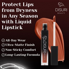 DISURI Beauty Matte Liquid Lipstick for Girls & Women - Non-Sticky & Matte Lipstick Long Lasting 12-0.8 FL Oz - Perfect for Any Occasion - Cruelty Free Lipstick - (Don’t Play With Me: 64)
