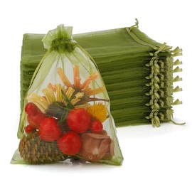 Gift bags, small gift bags, candy bags, organza fabric, fabric bags, organza bags, small jewellery bags, small bags with drawstring, 13 x 18 cm, white (50 pieces)