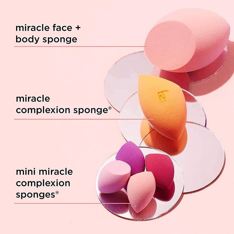 Real Techniques Mini Miracle Complexion Sponge Makeup Blender, Beauty Sponges,(4