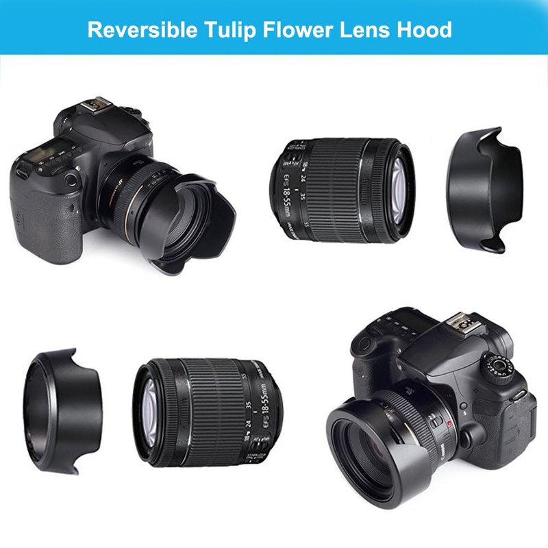 52 mm Lens Hood Set, Foldable Rubber Lens Hood with