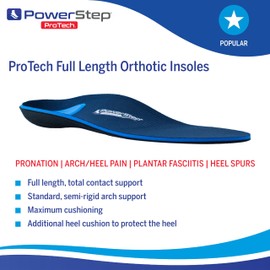 PowerStep ProTech Orthotic Insoles - Medical Grade Arch Support Inserts for Plantar Fasciitis Relief - Made in USA - Maximum Cushioning + ShockAbsorb Orthotics (M 9-9.5 W 11-11.5)