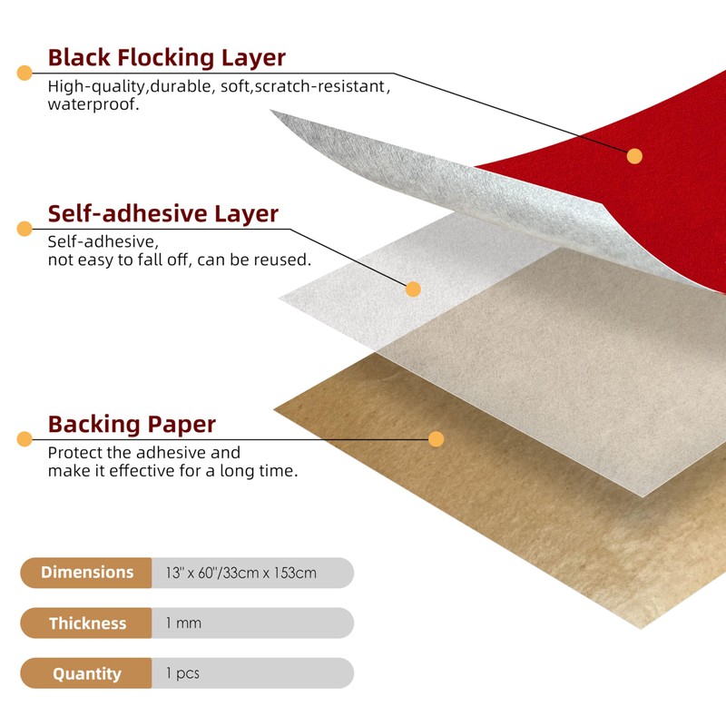 Self Adhesive Felt Sheet - Adhesive Backed Felt for Drawer/Jewelry