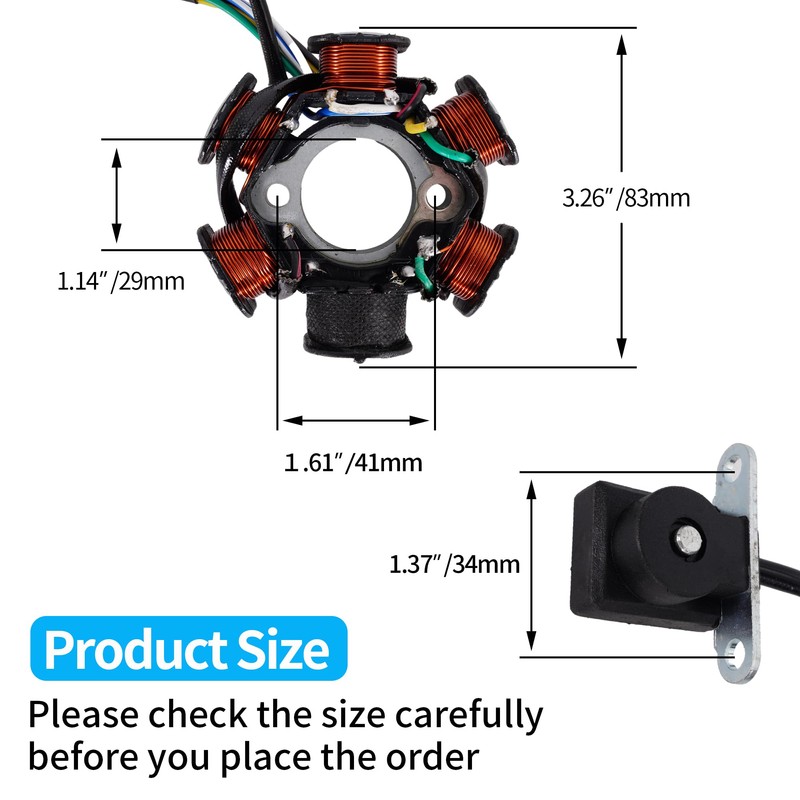 Magneto Stator 5 Wire AC 6 Pole Replacement for 50cc