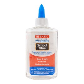 BAZIC Products Washable Clear School Glue 5 Oz. (147 mL), Liquid Clear Glues Adhesive, for Making Slime Art Crafts at School Home Office, 1-Pack
