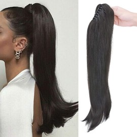 55 cm Claw on Ponytail Extensions, Curly Clip-In Ponytail, Wavy Curly Synthetic Hair Extensions, Hair Extensions, Braid Hairpiece, Ponytail for Women, Natural Black