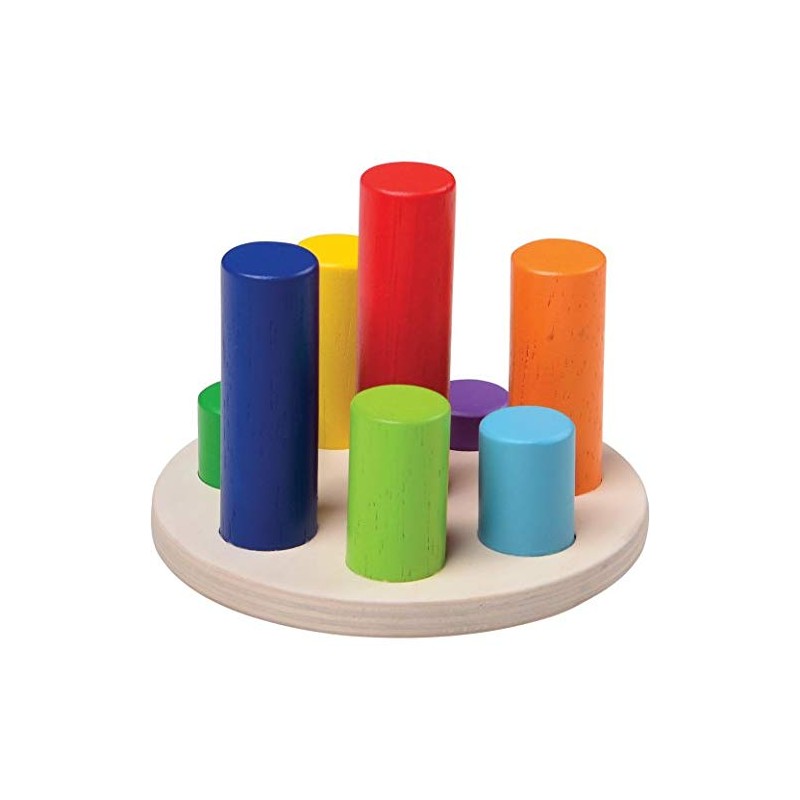 Constructive Playthings SAN-24 Wooden Logic Stacking Puzzles, Colorful Stackable Puzzle