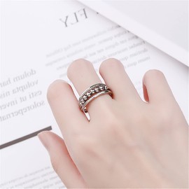 Aroncent Women's Ring, One Size Fits Most, 2-Piece Set, Rotation, Stress Relief, Size 11-23, Simple, Casual, Business, Copper, Women's Accessories, Silver, Valentine's Day, Mother's Day, Christmas Gift