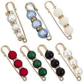 iminoo 7 Pcs Pearl Brooch Pins Sweater Shawl Pins Neckline Safety Pin Faux Pearl Safety Pins Cardigan Collar Safety Pins for Women Girls Clothing Dresses Decoration Accessories (Multicolor)