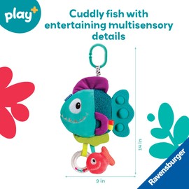 Ravensburger Play+ Pop-It Piranha - Blue | Crinkle, Rattle & Teether Toy | Engages Sensory & Fine Motor Skills