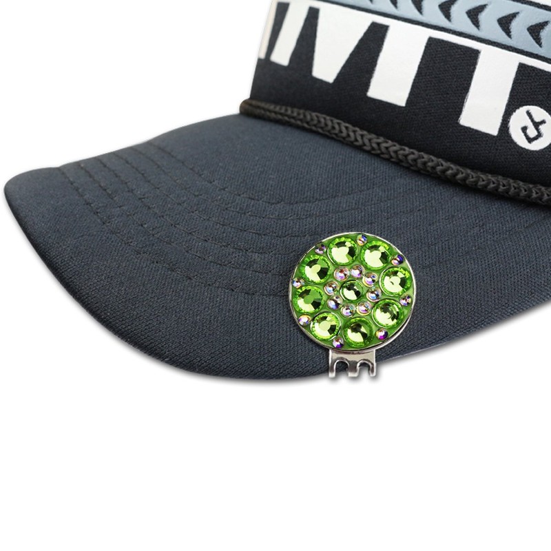 Golf Hat Clip with Glitzy Crystal Golf Ball Marker for