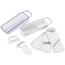 Shimomura Kogyo KZ-617 Vegetable Slicer Set, Vegetable Cooker, Made in Japan, Niigata, Tsubamesanjo, White, 3.3 x 10.4 x 3.4 inches (85 x 265 x 87 mm)