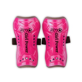 DREAMERSELL Girl Power Shin Guards - High-Performance Soccer Shinguards for Kids - Adjustable Straps - Impact Resistant - Youth Football Shin Pads - Protective Anti Slip Leg Gear (Pink, Large)