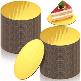 Newtay 100 Pcs 5 Inch Cake Board Round Mini Cardboard Cake Circle Boards Grease Proof Tray Base for Baking Pastry(Gold)