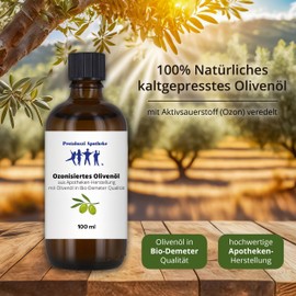 Ozonised Olive Oil, 100 ml | Pharmacy Production with Olive Oil in Organic Demeter Quality | Cold Pressed for Skin