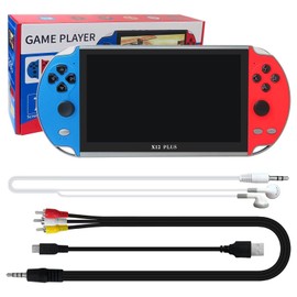 Linux System Video Bluetooth & WiFi 7" 16GB X12 Plus Portable Handheld Video Game Console Player 10000 Games Built in, Support TV Playing Games for kids adult - Blue&Red