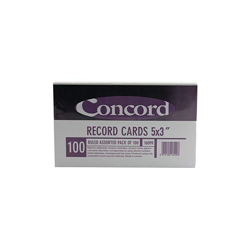 5 Star Office Record Cards Ruled Both Sides 127x76mm Assorted
