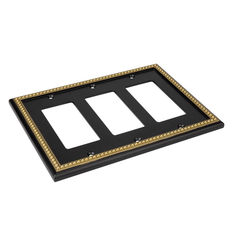 Pearled Frame Decorative Wall Plate Switch Plate Outlet Cover (Triple