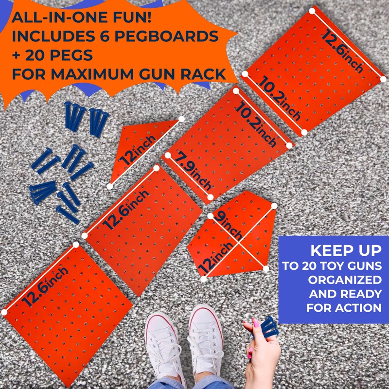 Skywin Wooden Pegboard for Nerf Gun Storage, Nerf Gun Wall