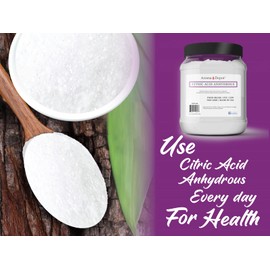 3 1/2 / 56 oz. Citric Acid - ANHYDROUS I Fine Granules I 100% Natural I Food Grade Lemon Salt I Flavoring agent I Non-GMO I FCC/USP I Grade A I Great for Cheese Making, Good for Bath Bombs, Kosher, Sour Salt in Bulk, Cleaning, Bath Bomb and Soapmaking.
