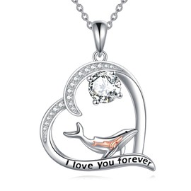 YFN Whale Necklace Sterling Silver Mother Daughter Whale Pendant Jewellery Animal Gifts for Women