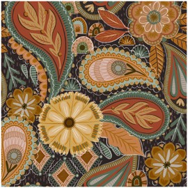 HAOKHOME Boho Peel and Stick Wallpaper Floral Paisley Brown/Yellow/Terracotta Renter Friendly Removable Wall Paper for Bedroom Decor 17.3in x 9.8ft