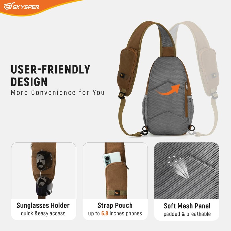 SKYSPER Sling Bag RFID Cross Body Bag Recycled Crossbody Backpack