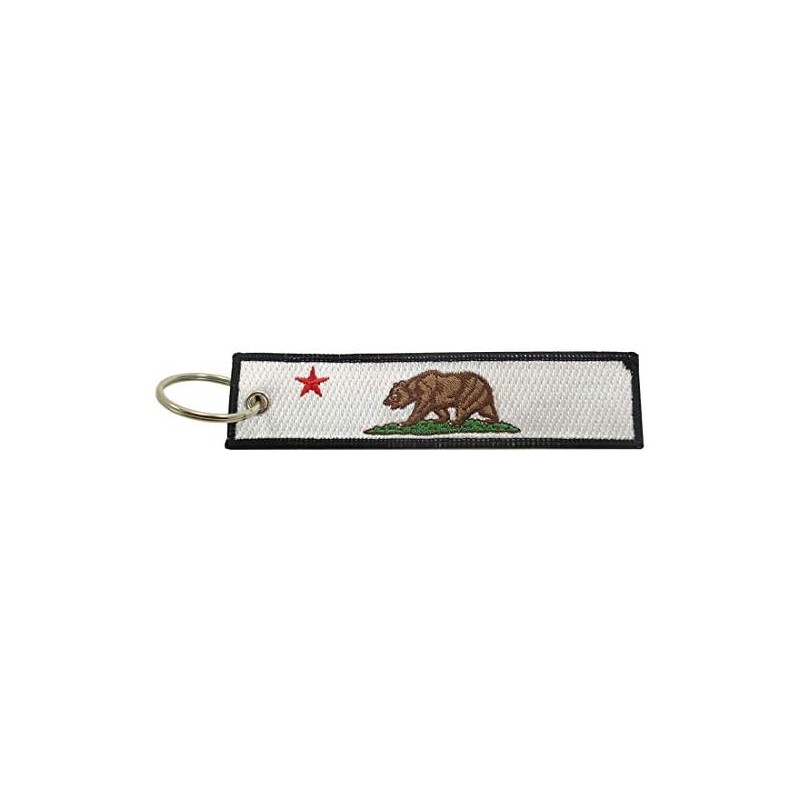 Llavero de la bandera de California, 100% bordado, Blanco, Universal