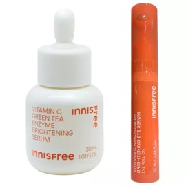 Innisfree 이니스프리 비타C 그린티 엔자임 잡티 토닝 세럼 30ml+비타민C 나이아신아마이드 브라이트닝 아이세럼 10mL Innisfree Vita C Green Tea Enzyme Spot Clearing Toning Serum 30ml + Vitamin C Niacinamide Brightening Eye Serum 10mL