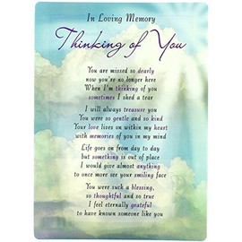 Special Thoughts Loving Memory Open Graveside Memorial Card - Thinking Of You 6.5" x 4.75", green|beige|white|blue